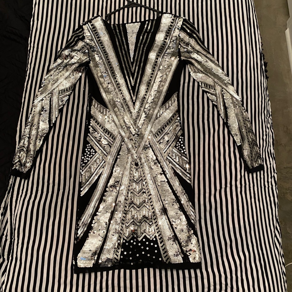 Midnight Doll sequin long sleeve cocktail dress sz 1